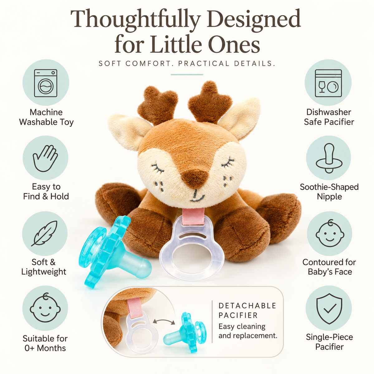 Queebi PaciBuddy Deer Pacifier Holder